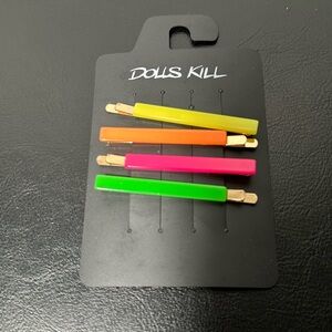 Dolls Kill Neon Green and Orange Hair Clips Set